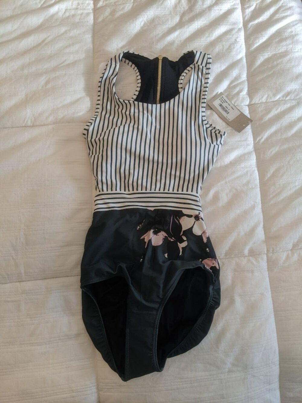 Albion Fit Bon Voyage One-Piece Swimsuit – Size S – NWT – Striped & Floral